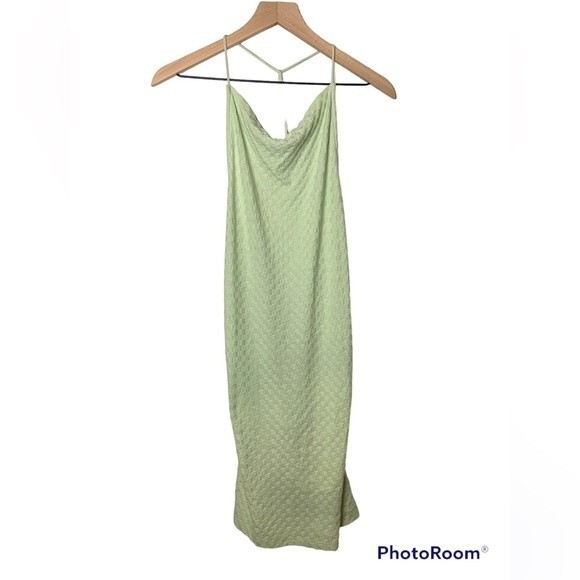 NWOT FREE PEOPLE BEACH OPEN BACK LIGHT LIME GREEN COVER UP DRESS. SIZE LARGE - Picture 3 of 9